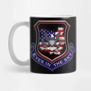 Eyes in the sky American flag eagle shield Mug